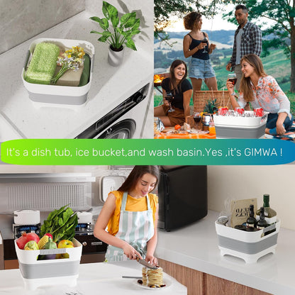 GIMWA 2.6 Gal Collapsible Baby Bottle Wash Basin with Drain Plug