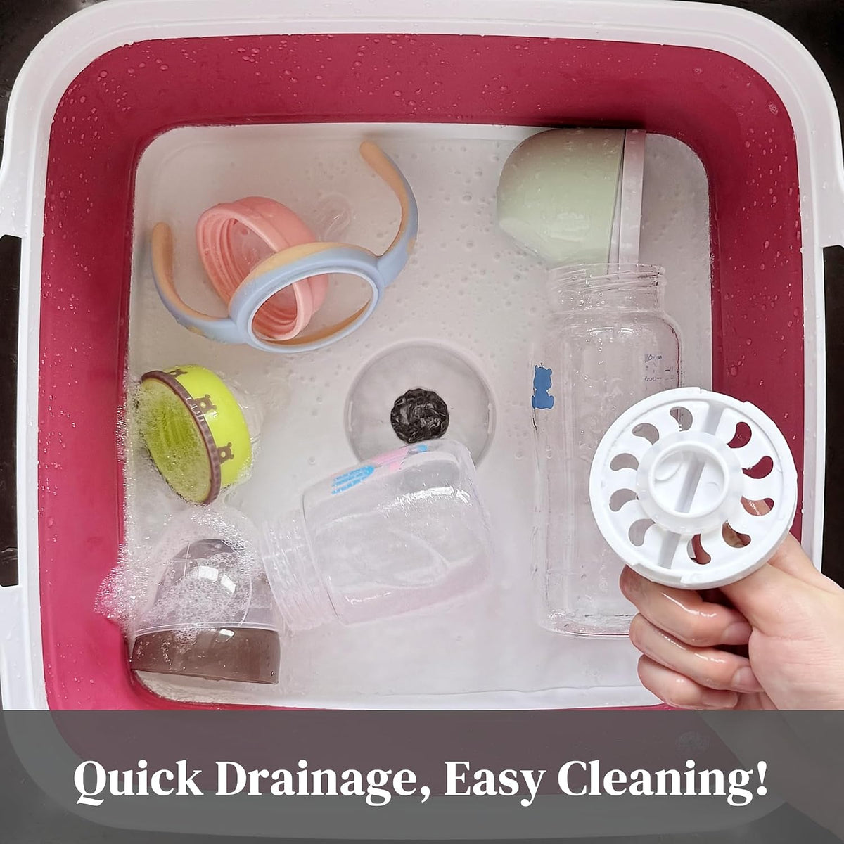 GIMWA 2.6 Gal Collapsible Baby Bottle Wash Basin with Drain Plug