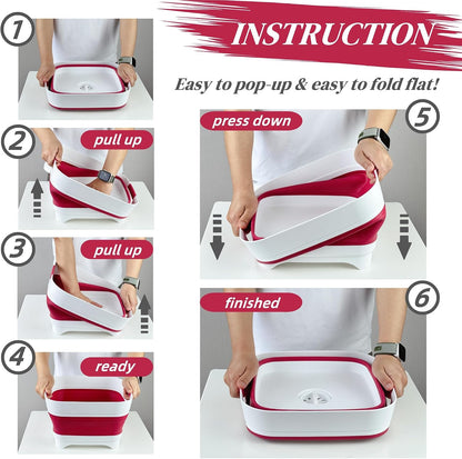 GIMWA 2.6 Gal Collapsible Baby Bottle Wash Basin with Drain Plug