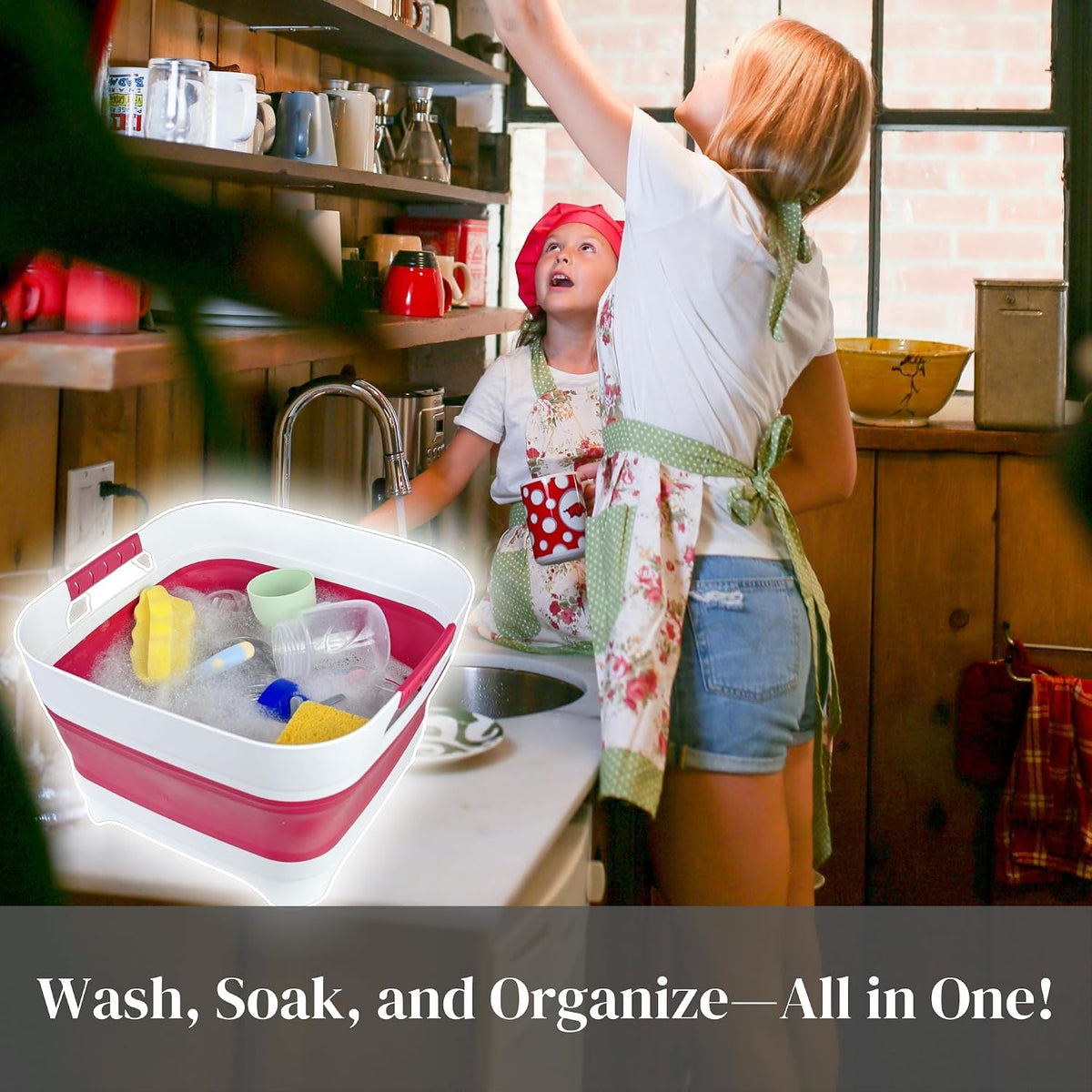 GIMWA 2.6 Gal Collapsible Baby Bottle Wash Basin with Drain Plug