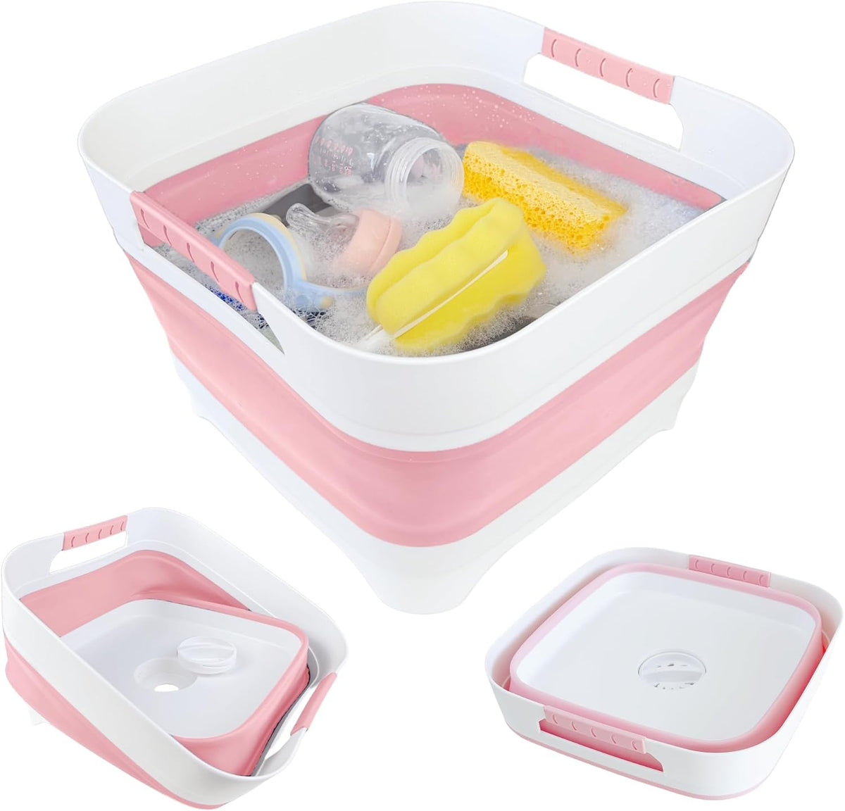 GIMWA 2.6 Gal Collapsible Baby Bottle Wash Basin with Drain Plug