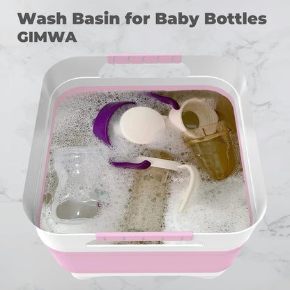 GIMWA 2.6 Gal Collapsible Baby Bottle Wash Basin with Drain Plug