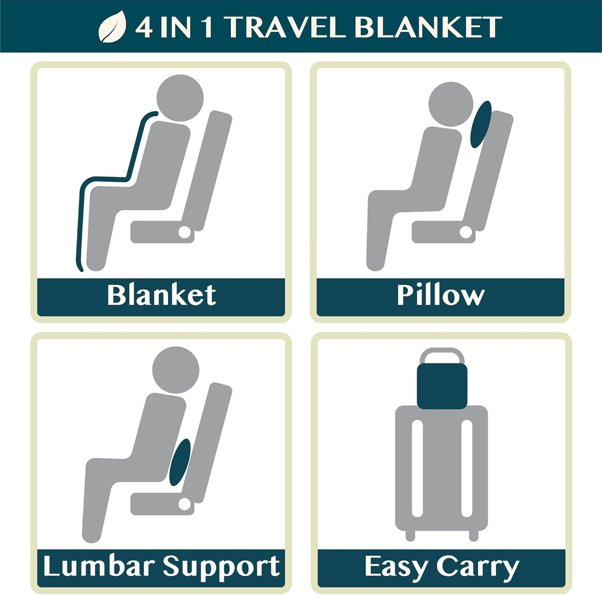 Compact 2-in-1 Travel Blanket Pillow for Airplane, Checkered Red