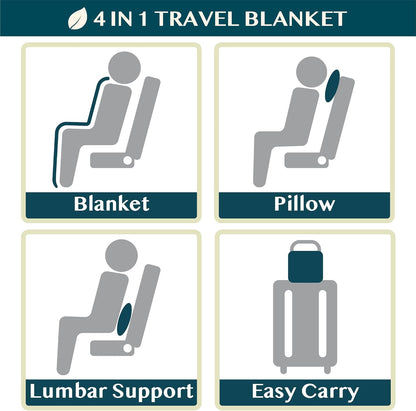 Compact 2-in-1 Travel Blanket Pillow for Airplane, Checkered Red