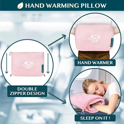 Compact 2-in-1 Travel Blanket Pillow for Airplane, Checkered Red