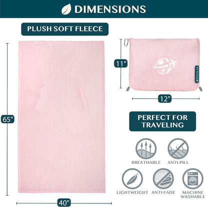 Compact 2-in-1 Travel Blanket Pillow for Airplane, Checkered Red
