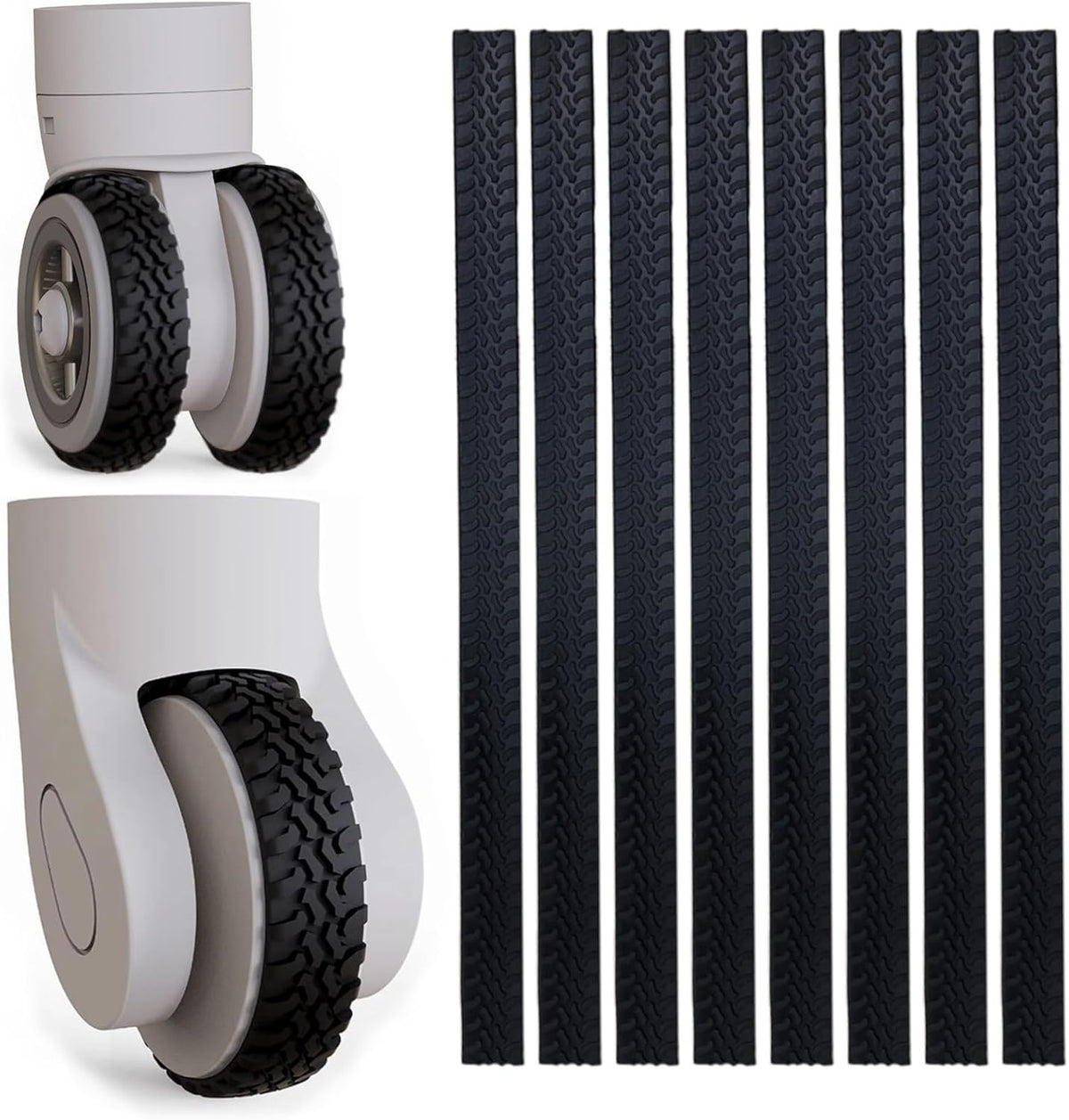 Waterproof Luggage Wheel Covers - 8 Pcs Super Sticky Protector, Anti-Shedding, Silent Noise Reduction, Shock Absorbing Caster Cover for Carry-On (Black)
