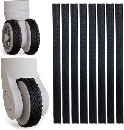 Waterproof Luggage Wheel Covers - 8 Pcs Super Sticky Protector, Anti-Shedding, Silent Noise Reduction, Shock Absorbing Caster Cover for Carry-On (Black)