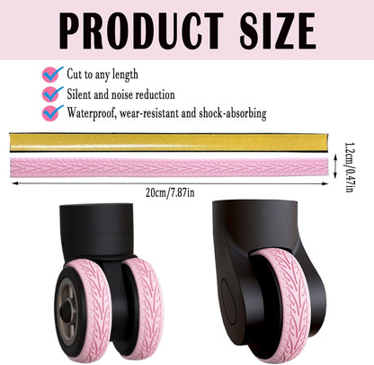 Waterproof Luggage Wheel Covers - 8 Pcs Super Sticky Protector, Anti-Shedding, Silent Noise Reduction, Shock Absorbing Caster Cover for Carry-On (Black)