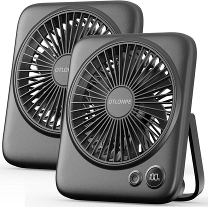 Portable Desk Fan 6.5 Inch, 4000mAh Rechargeable Battery Operated & USB Powered, 23Hrs Cordless Small Personal Fan 4-Speed Quiet for Office Travel Home Sleeping, Led Display, Foldable (Black)