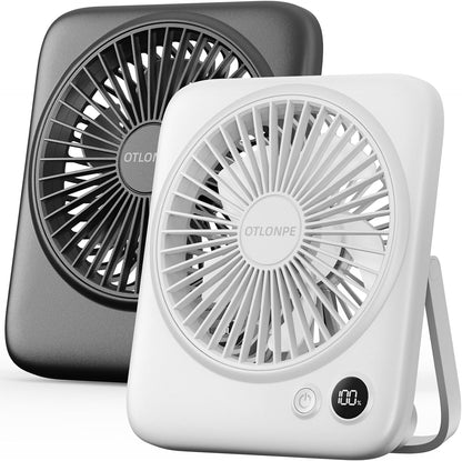 Portable Desk Fan 6.5 Inch, 4000mAh Rechargeable Battery Operated & USB Powered, 23Hrs Cordless Small Personal Fan 4-Speed Quiet for Office Travel Home Sleeping, Led Display, Foldable (Black)