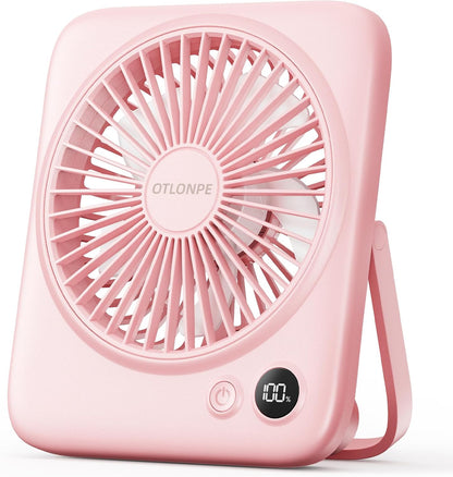 Portable Desk Fan 6.5 Inch, 4000mAh Rechargeable Battery Operated & USB Powered, 23Hrs Cordless Small Personal Fan 4-Speed Quiet for Office Travel Home Sleeping, Led Display, Foldable (Black)