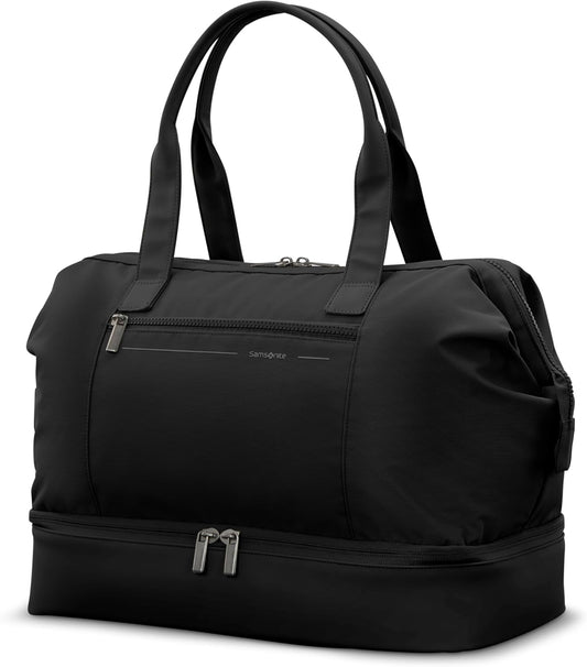 Better Than Basics Weekender Duffle – Drop Bottom Travel Bag with 14” Laptop Compartment, SmartSleeve™ Trolley Strap, Adjustable Shoulder Strap, Durable RPET Lining, Black