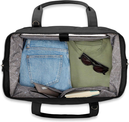 Better Than Basics Weekender Duffle – Drop Bottom Travel Bag with 14” Laptop Compartment, SmartSleeve™ Trolley Strap, Adjustable Shoulder Strap, Durable RPET Lining, Black