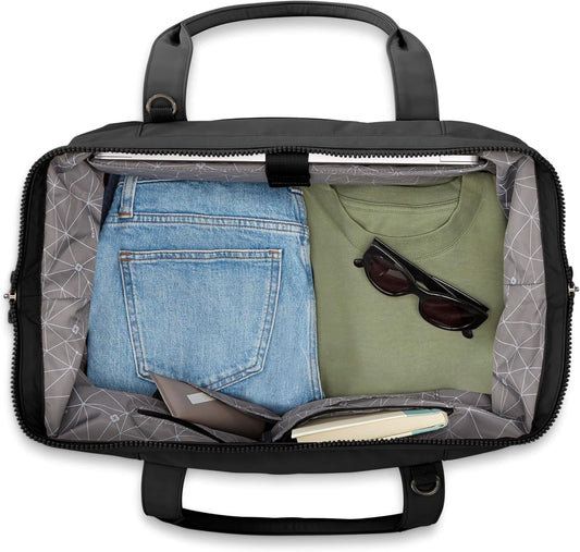 Better Than Basics Weekender Duffle – Drop Bottom Travel Bag with 14” Laptop Compartment, SmartSleeve™ Trolley Strap, Adjustable Shoulder Strap, Durable RPET Lining, Black