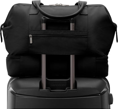 Better Than Basics Weekender Duffle – Drop Bottom Travel Bag with 14” Laptop Compartment, SmartSleeve™ Trolley Strap, Adjustable Shoulder Strap, Durable RPET Lining, Black