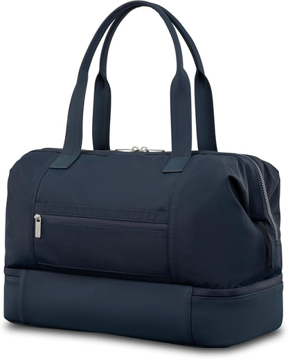 Better Than Basics Weekender Duffle – Drop Bottom Travel Bag with 14” Laptop Compartment, SmartSleeve™ Trolley Strap, Adjustable Shoulder Strap, Durable RPET Lining, Black