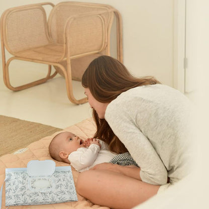 Baby wipes dispenser，portable baby wipes holder for outdoor, Refillable baby wipes container, on the go wet wipe pouch for travel, resuable wipes dispenser for hiking (sage)