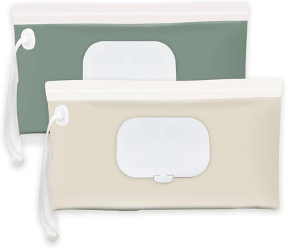 Baby wipes dispenser，portable baby wipes holder for outdoor, Refillable baby wipes container, on the go wet wipe pouch for travel, resuable wipes dispenser for hiking (sage)