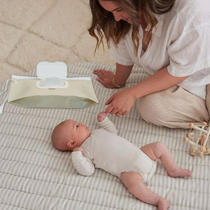 Baby wipes dispenser，portable baby wipes holder for outdoor, Refillable baby wipes container, on the go wet wipe pouch for travel, resuable wipes dispenser for hiking (sage)