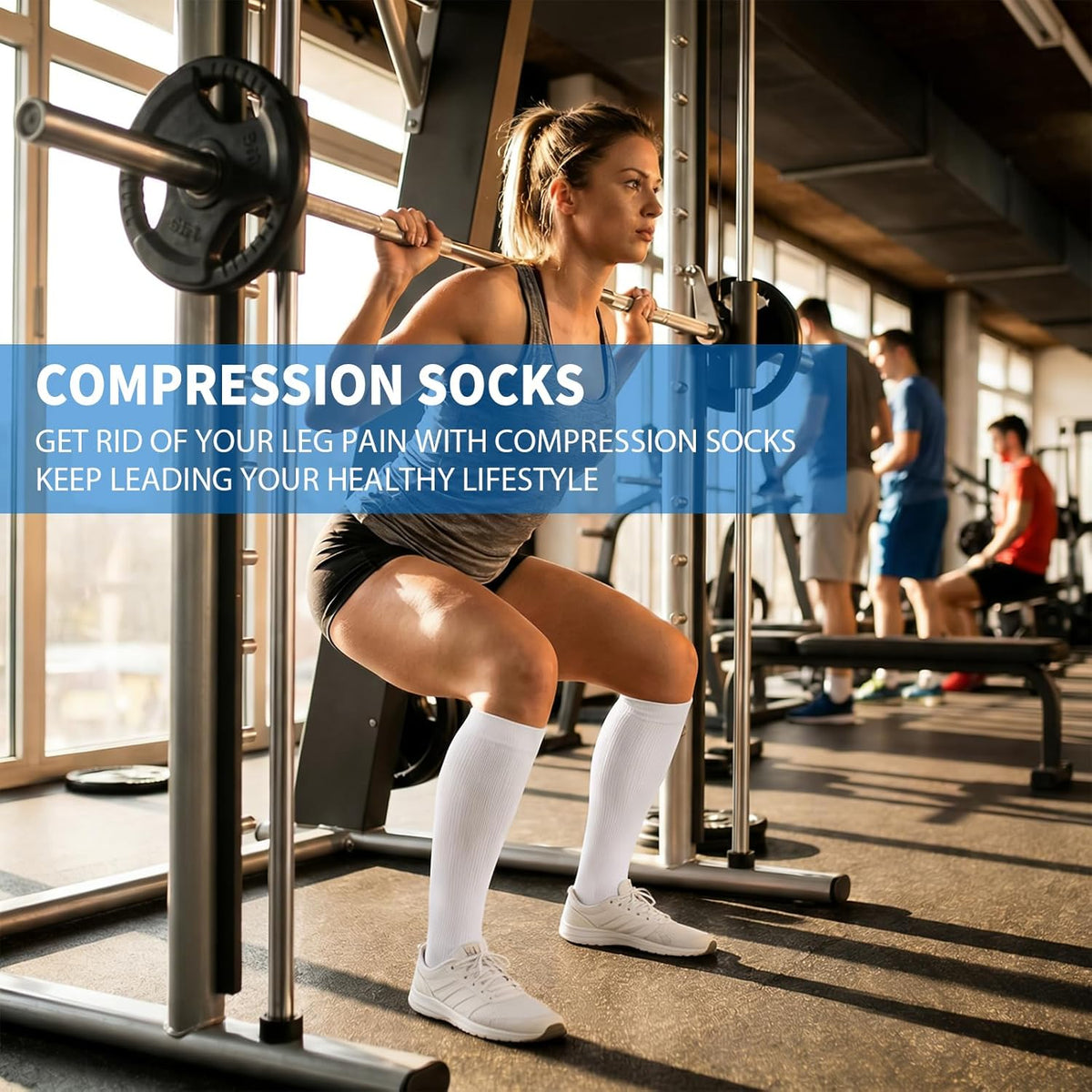 Sooverki Copper Compression Socks for Men & Women 8 Pack 15-20mmHg - Knee High Stockings Best Support for Running Athletic