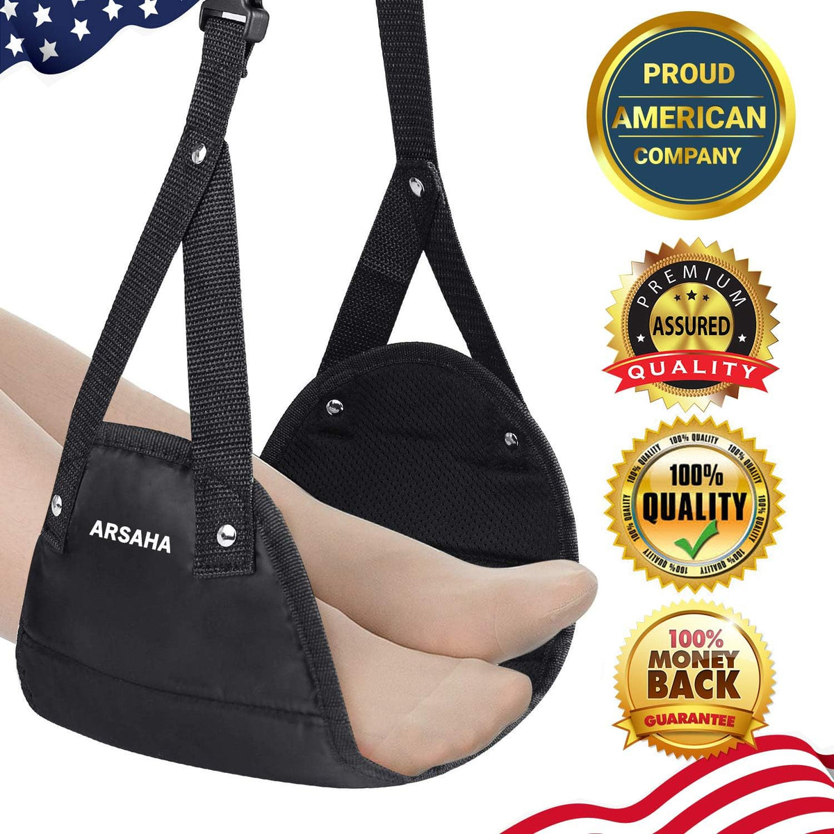 Airplane Footrest - Foot rest for Airplane Travel Essentials , Portable Foot Hammock Under Desk for Train Bus Flight Office foot hammock airplane with Memory Foam-Reduces Swelling