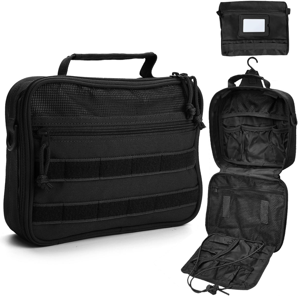 SUNRISING Tactical Toiletry Bag for Men, Hanging Travel Toiletry Organizer Dopp Kit, Shaving Hygiene Toiletries Bag, Men's Toiletry Bag for Short Trips Camping - Green