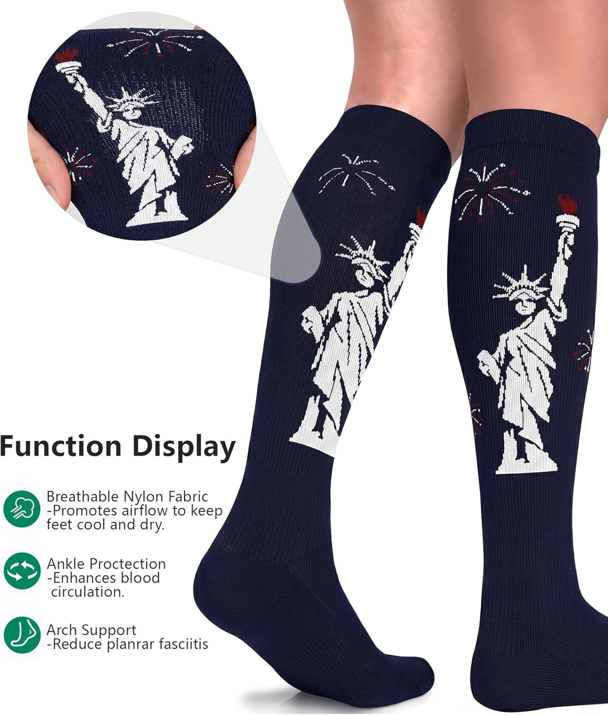 FuelMeFoot 3 Pack Copper Compression Socks - Compression Socks Women & Men Circulation - Best for Medical,Running,Athletic