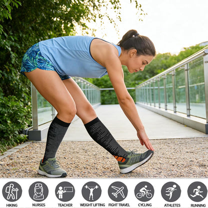 Sooverki Copper Compression Socks for Men & Women 8 Pack 15-20mmHg - Knee High Stockings Best Support for Running Athletic