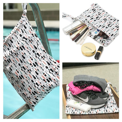 ALVA ALVABABY 3pcs Baby Cloth Diaper Wet/Dry Bags|Waterproof Reusable with Two Pockets|Travel, Beach, Pool, Daycare, Soiled Baby Items,Yoga,Gym Bag for Swimsuits or Wet Clothes 3L-ZM09 - Colors B