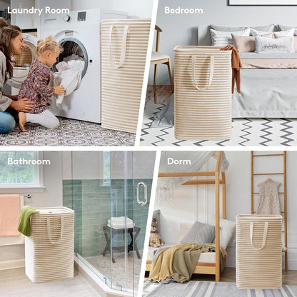 Lifewit 2 Pack Laundry Basket 80L Each, Collapsible Clothes Hamper with Reinforced Handles, Freestanding Waterproof Design for Bedroom and Laundry Room, Grey 160L Total