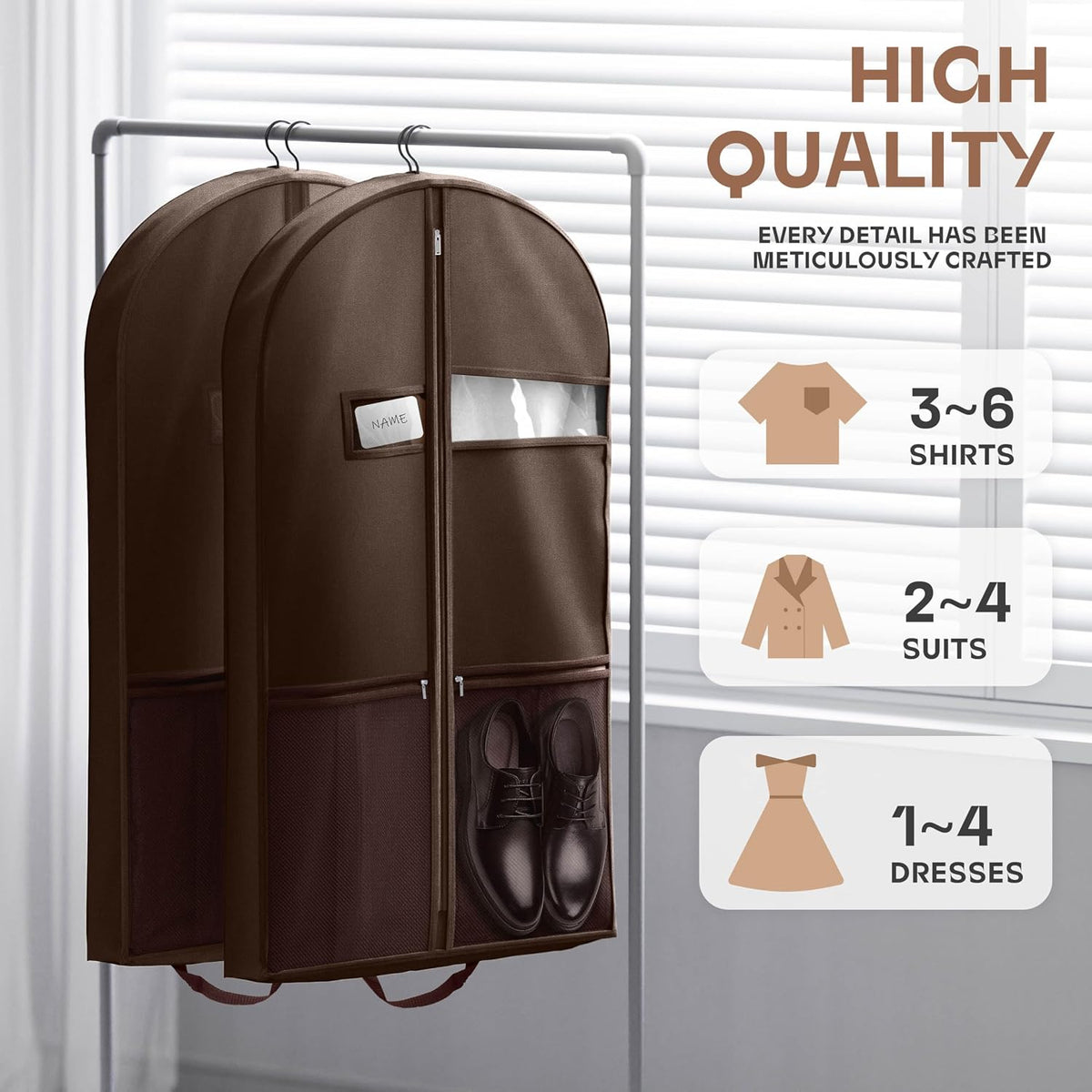 Lazebox 43" Travel Garment Bag with Accessories Zipper Pocket, Heavy Duty Suit Bag for Suits, Tuxedos, Dresses, Coats, Pink, 1 pack