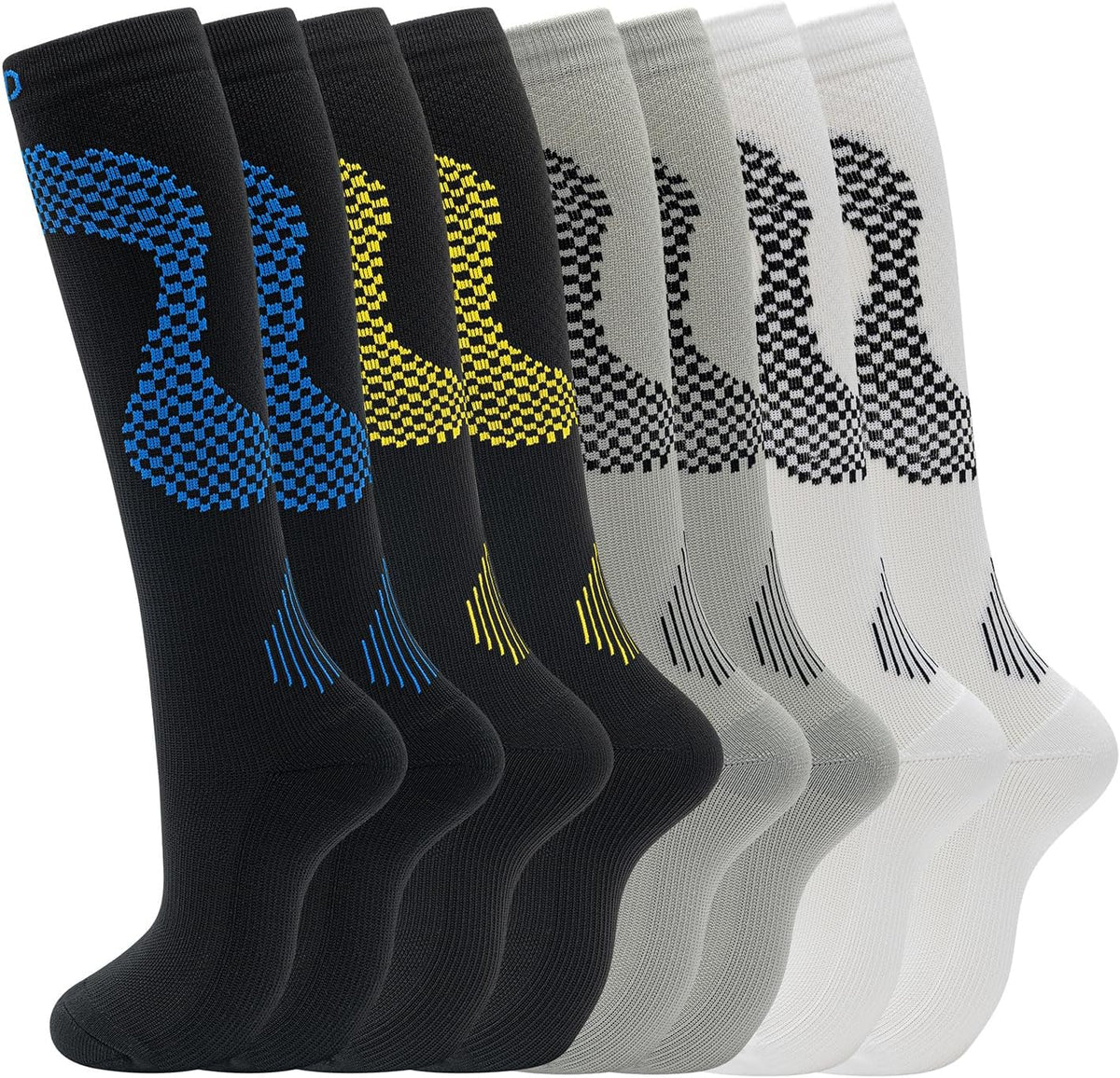 fenglaoda 8 Pairs Compression Socks for Men & Women 20-30 mmHg Knee High Nurse Pregnant Running Medical and Travel Athletic