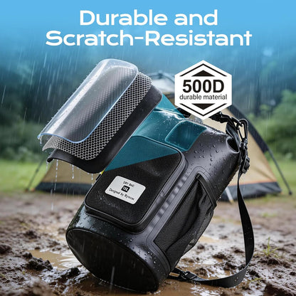 5L Waterproof Dry Bag with Bottle Holder & Mesh Pocket, 500D PVC Tarpaulin Roll Top Dry Sack with Inner Waterproof Adsorption Film, Lightweight Dry Bag for Kayaking, Beach, Boating, Fishing, Travel