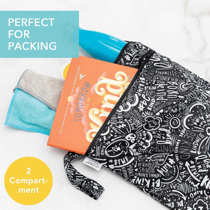 Bumkins Waterproof Wet Bag for Baby, Travel, Swim Suit, Cloth Diapers, Pump Parts, Pool, Beach, Gym Clothes, Toiletry, Hook to Stroller, Daycare, Zipper Reusable Wetdry Packing Pouch, Jungle