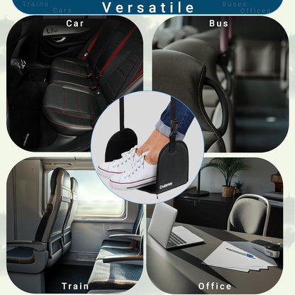 Anti-Squeeze Airplane Foot Hammock for Plane Travel with Flat Base and Memory Foam, Adjustable Leg Hammock for Airplane Travel, Leg Rest for Long Flights, Portable Foot Rest for Under Desk at Work