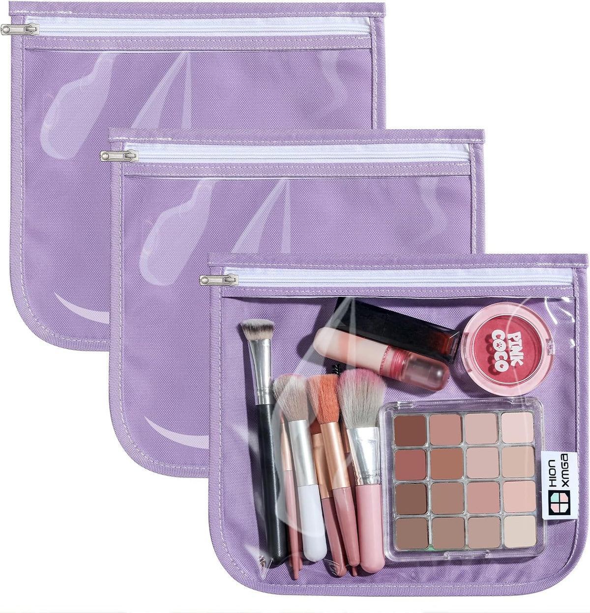 HIONXMGA TSA Approved Toiletry Bag, Set of 3 Clear Travel Toiletry Bag Quart Size Zipper Travel Pouch, Waterproof Makeup Cosmetic Bag for Women Men Kids Toiletries Carry on, Cacti A