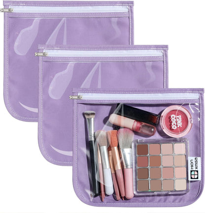 HIONXMGA TSA Approved Toiletry Bag, Set of 3 Clear Travel Toiletry Bag Quart Size Zipper Travel Pouch, Waterproof Makeup Cosmetic Bag for Women Men Kids Toiletries Carry on, Cacti A
