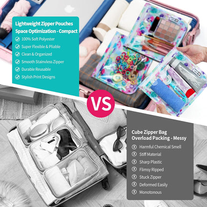 HIONXMGA TSA Approved Toiletry Bag, Set of 3 Clear Travel Toiletry Bag Quart Size Zipper Travel Pouch, Waterproof Makeup Cosmetic Bag for Women Men Kids Toiletries Carry on, Cacti A