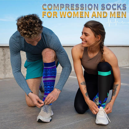 Sooverki Copper Compression Socks for Men & Women 8 Pack 15-20mmHg - Knee High Stockings Best Support for Running Athletic