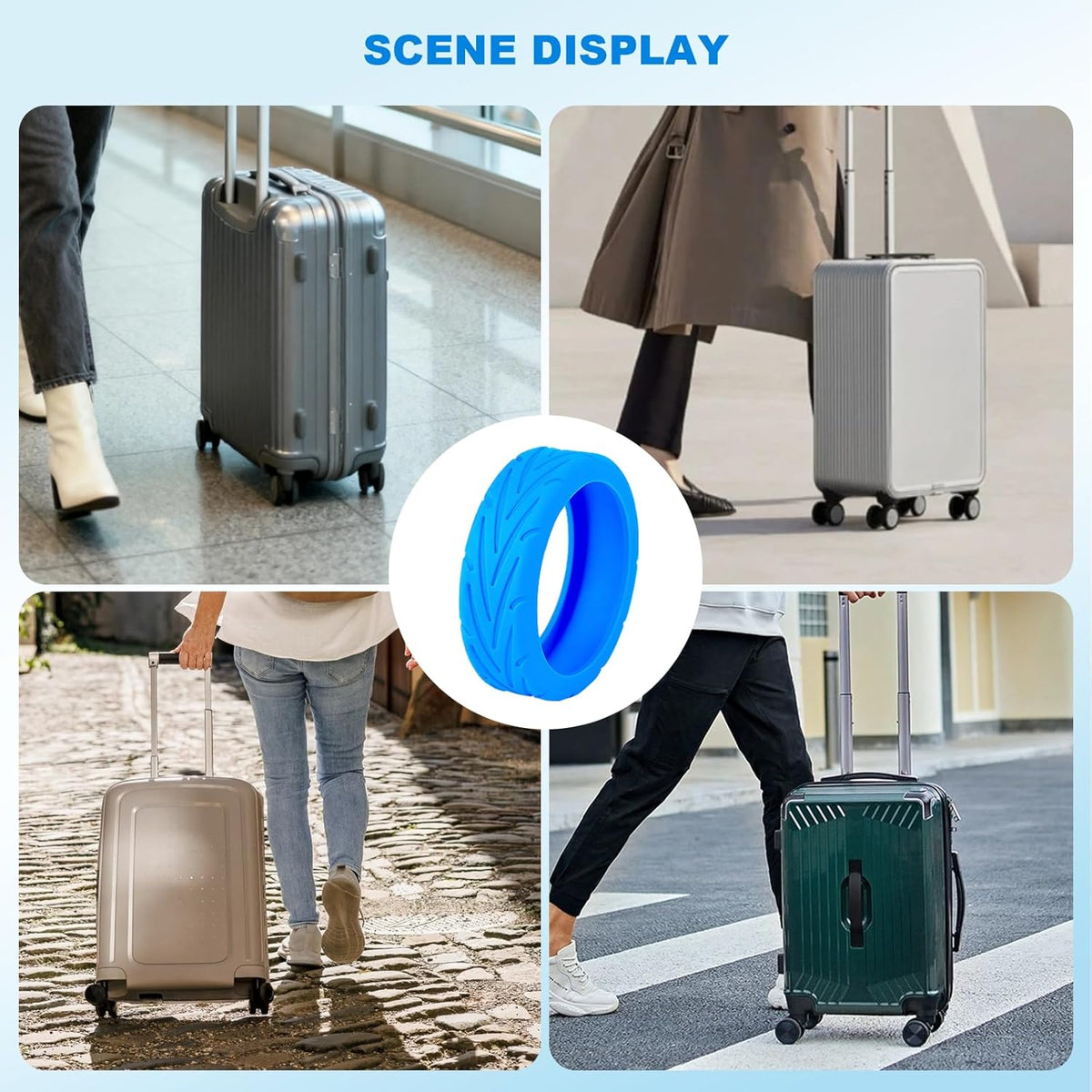 16Pcs Luggage Wheel Covers,Silicone Suitcase Cover for 2-2.4'' Spinner Wheel, Carry On Luggage Wheels Protector,Upgrade Suitcase Wheels Protective,Essential Travel Accessories (Black)