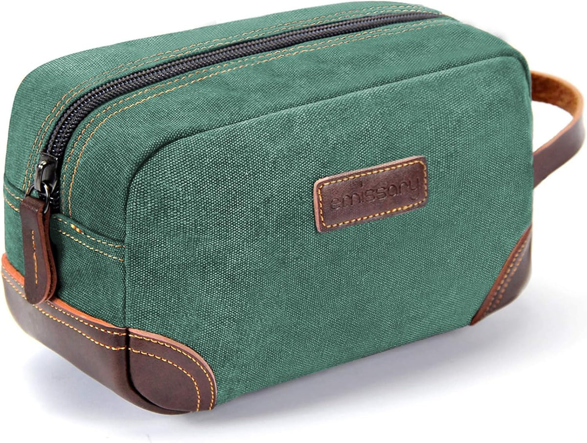 emissary Toiletry Bag for Men, Canvas Travel Toiletry Bag Men's Dopp Kit, Water-resistant Bathroom Bag Mens Shaving Kit, Travel Kit Small Bags, Shaving Bag, Toiletry Bags