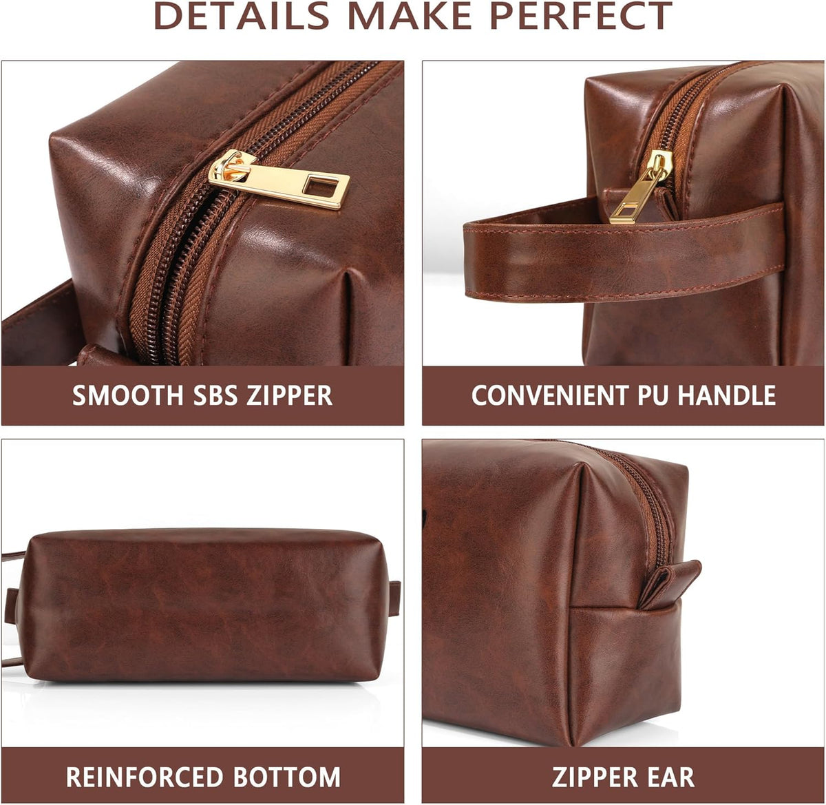 Mens Toiletry Travel Bag Initial M, Personalized Leather Toiletry Bag for Men, Anniversary Christmas Valentines Fathers Day Birthday Gifts for Husband Dad Grandpa Brother - Colors A