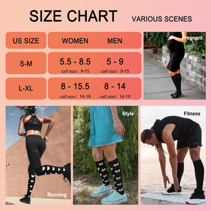 4 Pairs Compression Socks for Women Circulation-Best Support for Nurses,Running,Athletic,Travel