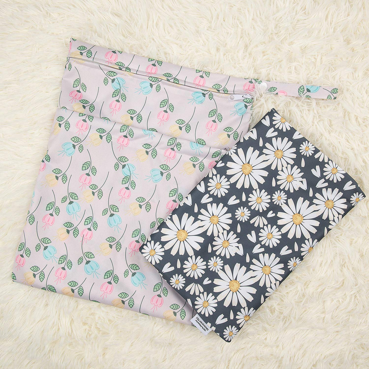 ALVA ALVABABY 3pcs Baby Cloth Diaper Wet/Dry Bags|Waterproof Reusable with Two Pockets|Travel, Beach, Pool, Daycare, Soiled Baby Items,Yoga,Gym Bag for Swimsuits or Wet Clothes 3L-ZM09 - Colors A