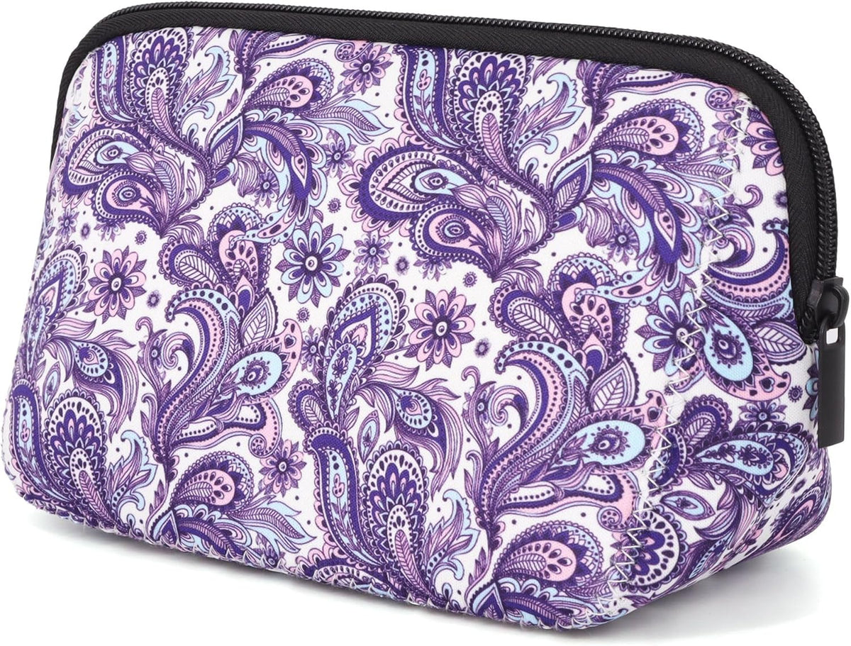 Cosmetic Bag Waterproof Neoprene Zipper Pouch Travel Portable Toiletry Makeup Bags Organizer Case for Women and Girls - Colors A