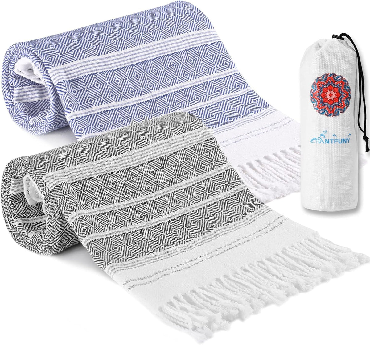 Antfuny Turkish Beach Towels Vacation Essentials Quick Dry Sand Free Oversized Bath Pool Swim Towel Extra Large XL Blanket Adult Travel Cruise Accessories Must Haves Clearance Stuff Necessities - Colors A