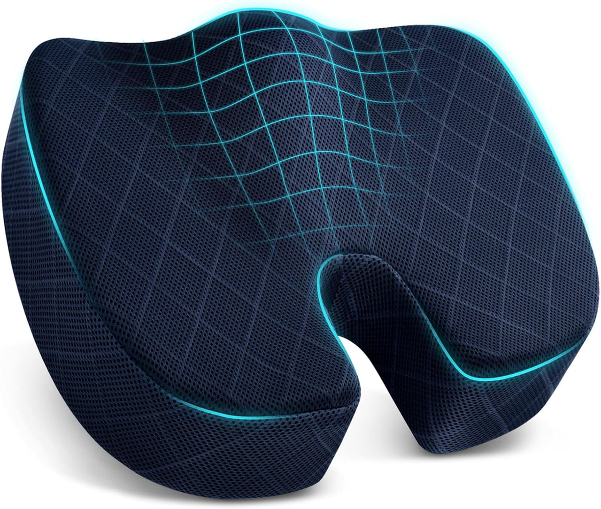 TushGuard Seat Cushion, Memory Foam Office Chair Cushion - Grey, Large