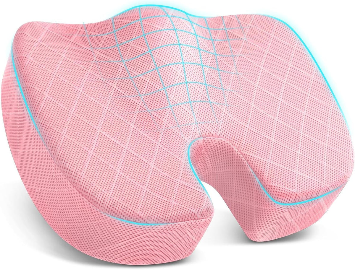 TushGuard Seat Cushion, Memory Foam Office Chair Cushion - Grey, Large
