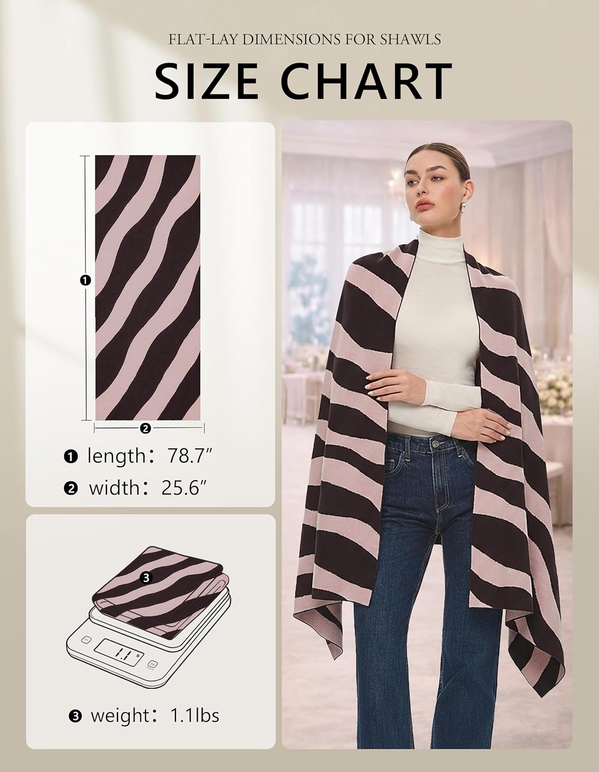 PULI Women's Pashmina Shawl Wraps for Evening Dress Large Scarf Blanket Long Wedding Bridal Winter Warm Shoulder Wrap - Colors A